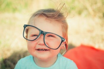 child wearing glasses