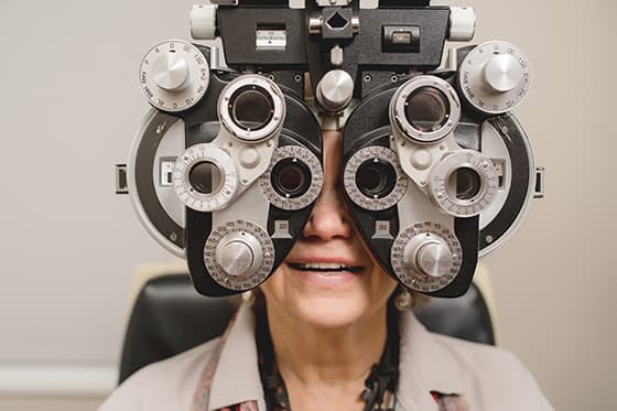 Older eye patient eye test