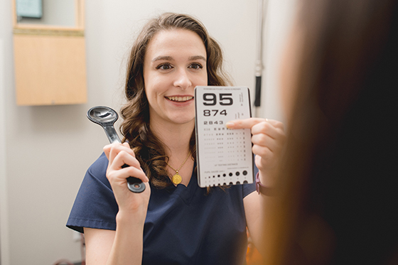 opthalmologist with eye test
